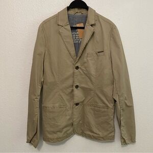 Men's Khaki Sport Coat Blazer Small Preppy Old Money Transitional Linen Cotton
